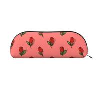 YZHYWJFF Sac de rangement semi-circulaire en cuir imprimé bourgeons de rose de dessin animé, adapté pour l'école, le travail et les voyages d'affaires, doré, Taille unique, Trousse de toilette