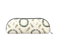 YZHYWJFF Sac de rangement semi-circulaire en cuir imprimé couronne de feuilles de dessin animé, adapté pour l'école, le travail et les voyages d'affaires, Argenté., Taille unique, Trousse de toilette