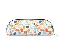 YZHYWJFF Sac de rangement semi-circulaire en cuir imprimé couronne de feuilles de dessin animé, adapté pour l'école, le travail et les voyages d'affaires, doré, Taille unique, Trousse de toilette