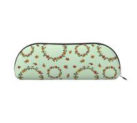 YZHYWJFF Sac de rangement semi-circulaire en cuir imprimé couronne de fleurs, convient pour l'école, le travail et les voyages d'affaires, Argenté., Taille unique, Trousse de toilette