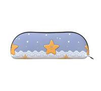YZHYWJFF Sac de rangement semi-circulaire en cuir imprimé étoiles de dessin animé, adapté pour l'école, le travail et les voyages d'affaires, doré, Taille unique, Trousse de toilette