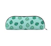 YZHYWJFF Sac de rangement semi-circulaire en cuir imprimé feuille de menthe de dessin animé, adapté pour l'école, le travail et les voyages d'affaires, doré, Taille unique, Trousse de toilette