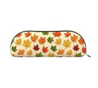 YZHYWJFF Sac de rangement semi-circulaire en cuir imprimé feuille d'érable de dessin animé, adapté pour l'école, le travail et les voyages d'affaires, doré, Taille unique, Trousse de toilette