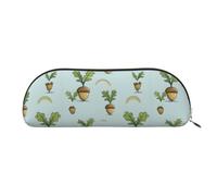 YZHYWJFF Sac de rangement semi-circulaire en cuir imprimé gland de dessin animé, adapté pour l'école, le travail et les voyages d'affaires, doré, Taille unique, Trousse de toilette
