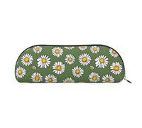 YZHYWJFF Sac de rangement semi-circulaire en cuir imprimé marguerite de dessin animé, adapté pour l'école, le travail et les voyages d'affaires, doré, Taille unique, Trousse de toilette