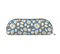 YZHYWJFF Sac de rangement semi-circulaire en cuir imprimé marguerite de dessin animé, adapté pour l'école, le travail et les voyages d'affaires, doré, Taille unique, Trousse de toilette