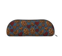 YZHYWJFF Sac de rangement semi-circulaire en cuir imprimé pomme de pin, convient pour l'école, le travail et les voyages d'affaires, Argenté., Taille unique, Trousse de toilette
