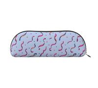 YZHYWJFF Sac de rangement semi-circulaire en cuir imprimé ruban fin dessin animé, adapté pour l'école, le travail et les voyages d'affaires, doré, Taille unique, Trousse de toilette