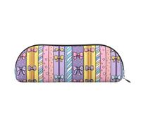YZHYWJFF Sac de rangement semi-circulaire en cuir imprimé ruban pastel, adapté pour l'école, le travail et les voyages d'affaires, Argenté., Taille unique, Trousse de toilette