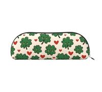 YZHYWJFF Sac de rangement semi-circulaire en cuir imprimé trèfle à quatre feuilles, adapté pour l'école, le travail et les voyages d'affaires, Argenté., Taille unique, Trousse de toilette