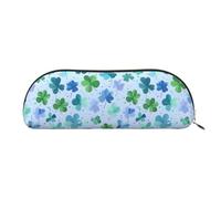 YZHYWJFF Sac de rangement semi-circulaire en cuir imprimé trèfle et feuille de dessin animé, adapté pour l'école, le travail et les voyages d'affaires, doré, Taille unique, Trousse de toilette