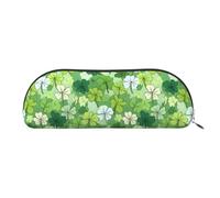 YZHYWJFF Sac de rangement semi-circulaire en cuir imprimé trèfle et feuille de dessin animé, adapté pour l'école, le travail et les voyages d'affaires, Argenté., Taille unique, Trousse de toilette