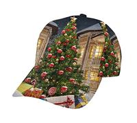 YZHYWJFF Sapin de Noël recouvert de décorations - Casquette de baseball pour homme et femme - Casquette réglable - Unisexe - Quatre saisons - Noir