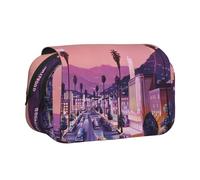 YZHYWJFF The Old Hollywood Print Trousse à double clapet avec 2 poches zippées, parfaite pour l'école, les croquis et les voyages, Noir , Taille unique, Trousse de maquillage