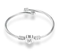 YZJJYG Argent Amour Coeur 26 Lettres Initiale Alphabet M Bracelet Bijoux Cadeau Réglable Pour Fille Fils Sœurs Amis Mère Collègue Amant Anniversaire Noël