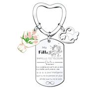 YZLPLP Cadeau de A Ma Fille Porte-clés Fille A ma fille N'oublie jamais que je t'aime Cadeau Fille à Ma Fille Porte Clef Femme Idee Cadeau Ado Fille Pendentif Porte-Clés Cadeau D'anniversaire