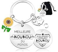 YZLPLP Cadeau Nounou, Cadeau Nounou Fin de Contrat, Porte clés Inoxydable Double Face, Cadeaux Assistante Maternelle Merci ATSEM Anniversaire De Fin D'année (2)