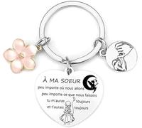 YZLPLP Cadeau Soeur Noel Porte Clef Soeur de Coeur Porte clef Amour Soeur Ma Soeur de Coeur pour toujours pour Sœur Originale Porte-clés Cadeau Soeur Anniversaire (3)