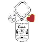 YZLPLP Porte Clé Parrain Cadeau Parrain Cadeau Parrain Marraine Demande porte cle veux tu etre mon parrain Porte Clef Personnalisé Cadeau Homme Anniversaire Cadeau Fête Des Pères (5)