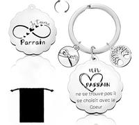YZLPLP Porte Clé Parrain Cadeau Parrain Parrain Marraine Demande porte cle veux tu etre mon parrain Porte Clef Personnalisé Cadeau Homme Anniversaire Fête Des Pères Bapteme