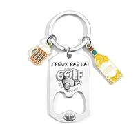 YZLPLP Porte-Clés Décapsuleur Inox Cadeau Pour un Golfeur Accessoire pour Fan de Golf - Cadeau Golfeur Original Ouvre-Bouteille Inox Personnalisé Humour Golf