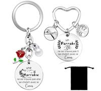 YZLPLP Porte-clés Parrain Marraine Baptême Annonce Parrain Marraine, Porte-clés Cadeau Parrain Marraine Demande (3)