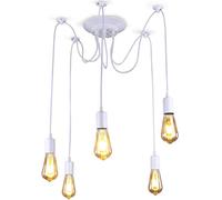 YZM Blanche moderne Lumière d'araignée réglable, éclairage de plafond industriel Edison, lustre E27 (5 bras)