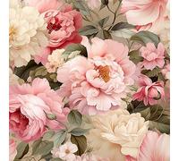 Yzogbry Papier peint autocollant pour décoration murale Motif pivoine Rose Beige Crème
