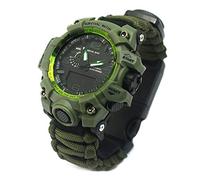 YzoTek 6 en 1 Montre-Bracelet de Survie en Plein Air, Outils de Premiers Soins avec Bracelet Étanche pour Sports d'urgence avec Paracord, Boussole, Thermomètre, Sifflet, Allume-feu, Grattoir