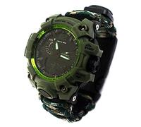 YzoTek 6 en 1 Montre-Bracelet de Survie en Plein Air, Outils de Premiers Soins avec Bracelet Étanche pour Sports d'urgence avec Paracord, Boussole, Thermomètre, Sifflet, Allume-feu, Grattoir