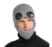 YzoTek Bonnet Unisexe Tricoté pour Lunettes - 3 en 1 Chapeau D’aviateur de Mode de Sports de Plein Air Chaud D’Hiver avec Masque Facial et Couvre-Oreille