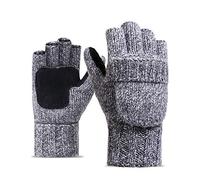 YZOTEK Gants en Laine Tricotés Chauds pour Hommes - Mitaines de Protection pour Rabat en Hiver/Sports de Plein Air Cuir Palm Pad Gants Épaissis/Doublure en Polaire pour la Neige par Temps Froid