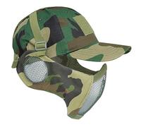 Yzpacc Airsoft Demi-masque et chapeau patch ensemble masque en maille d'acier avec protection des oreilles et casquette de baseball masque de protection tactique pour CS Game BB Gun Paintball chasse