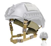 Yzpacc Sangle de menton pour casque tactique, cadran réglable, système de suspension à 4 points avec boulons et vis pour casque tactique rapide MICH Bump, kaki