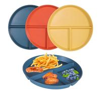 Yzpklhw Ensemble de 3 Assiettes Divisées avec Compartiments, 22,5cm, Kit de Vaisselle Incassable, Contrôle des Portions, Plateau Réutilisable pour Adultes et Enfants