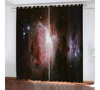 YZQGLHP Ciel Étoilé Noir Rideaux Occultants, L60 X H120cm, 3D Impression Rideaux (Lot de 2), Rideau Thermique Isolant Anti Froid et Chaleur，adaptés à la Décoration de la Chambre et du Salon