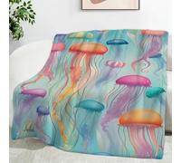 YZQGLHP Couverture Animaux Marins Couvertures MéDuse Couvertur 220x240 cm Multifonctionnelle Couverture de Lit Doux Cosy Flanelle Bureau Sieste Couvertures Festival Parure