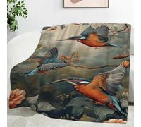 YZQGLHP Couverture Branche Couvertures Martin-PêCheur Couvertur 180x200 cm Multifonctionnelle Couverture de Lit Doux Cosy Flanelle Bureau Sieste Couvertures Festival Parure