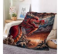 YZQGLHP Couverture Nuages Noirs Couvertures Dragon Chinois Couvertur 150x200 cm Multifonctionnelle Couverture de Lit Doux Cosy Flanelle Bureau Sieste Couvertures Festival Parure