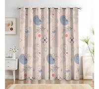 YZQGLHP Fleurs Bleu-Blanc Rideaux Occultants, L60 X H120cm, Cœur et Étoiles Rideaux (Lot de 2), Rideau Thermique Isolant Anti Froid et Chaleur，adaptés à la Décoration de la Chambre et du Salon