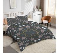 YZQGLHP Housse de Couette 140x200 Étoiles Ensemble de Literie en Microfibre, Comprend 1 Couette avec Fermeture Éclair 2 Taies d'oreiller 65x65 Structure géométrique