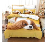 YZQGLHP Housse de Couette 150x200 Cavalier King Charles Spaniel Parure de Lit 1 Personne avec Fermeture Éclair Jaune Housse Couette 150x200 avec 2 Taie d'oreiller 65x65 cm, avec Fermeture Éclair