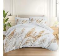YZQGLHP Housse de Couette 150x200 Roseaux Bruns Parure de Lit 1 Personne avec Fermeture Éclair Végétaux Housse Couette 150x200 avec 2 Taie d'oreiller 65x65 cm, avec Fermeture Éclair