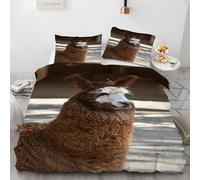 YZQGLHP Housse de Couette 160x200 Mouton Chameau - Decoration Zoo, Parure de Lit 1 Personnes Mouton Chameau, Linge de Lit en Microfibre Douce avec Fermeture éclair, 2 Taies d'oreiller 65x65 cm