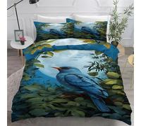 YZQGLHP Housse de Couette 180x200 Merle Noir Housse de Couette Lune Microfibre 3 Pièces 3D Imprimée Parures de Lit avec Fermeture éclair Housses de Couettes et 2 Taies d'oreiller 65x65 cm