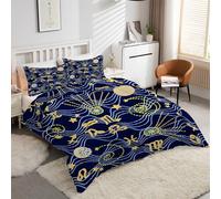 YZQGLHP Housse de Couette 200x200 Les Douze Signes du Zodiaque Ensemble de Literie en Microfibre, Comprend 1 Couette avec Fermeture Éclair 2 Taies d'oreiller 65x65 Lignes géométriques ondulées