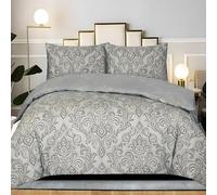 YZQGLHP Housse de Couette 200x200 Motifs Européens Gris Parure de Lit Double Douce Style Rétro Chic Housse Couette et 2 Taies d'oreiller 65 x 65 cm, AdaptéE aux Enfants, Adolescents et Adultes