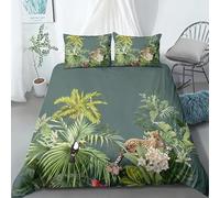 YZQGLHP Housse de Couette 200x200 Plante Verte - Decoration Tigres, Parure de Lit 2 Personnes Plante Verte, Linge de Lit en Microfibre Douce avec Fermeture éclair, 2 Taies d'oreiller 65x65 cm