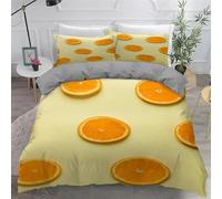 YZQGLHP Housse de Couette 200x200 Tranche d'orange Ensemble de Literie en Microfibre, 2 Personnes et 2 x Taies d'oreiller 65x65 cm Parure de Linge de Lit avec Fermeture Pulpe de Fruit