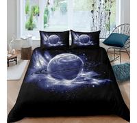 YZQGLHP Housse de Couette 200x200 Univers - Decoration éToiles, Parure de Lit 2 Personnes Univers, Linge de Lit en Microfibre Douce avec Fermeture éclair, 2 Taies d'oreiller 65x65 cm